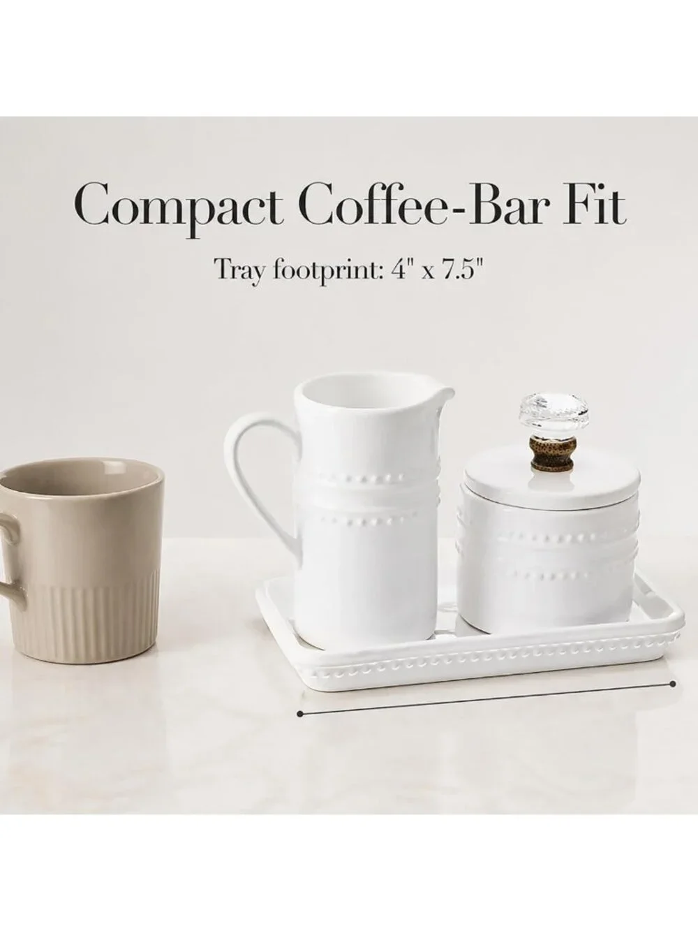 Farmhouse Vintage Cream and Sugar Set - Rustic Doorknob Design, One Size, White